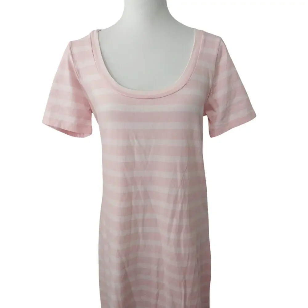 NWOT! J. CREW! TWO TONED PINK STRIPED 100% FINE KNIT COTTON SHIRT DRESS! SZ M
